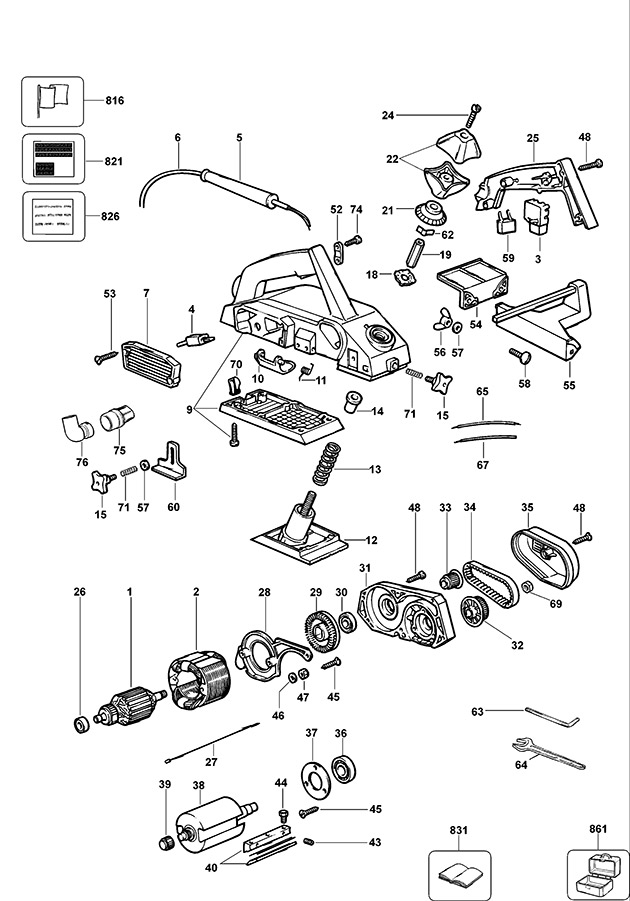 Black & Decker D675-04 Type 1 Planer Spare Parts D675-04
