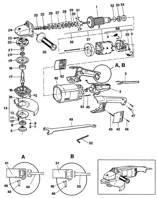 Elu WS20180A Type 1 Angle Grinder Spare Parts WS20180A
