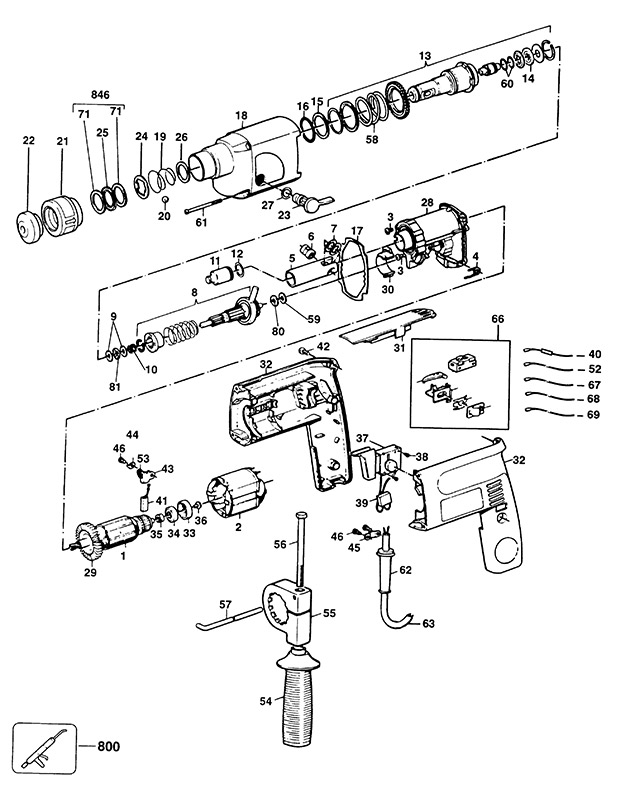 Elu MBH20L Type 1 Rotary Hammer Spare Parts MBH20L