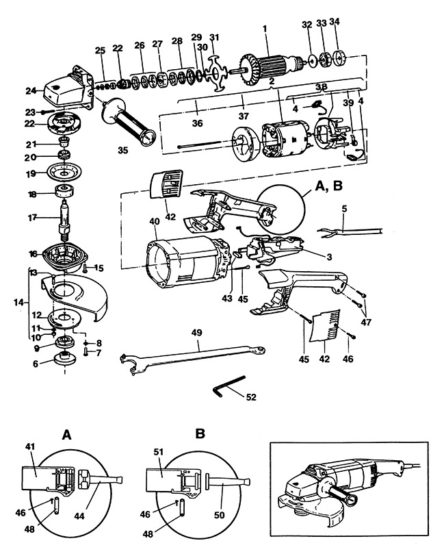 Elu WS24180A Type 1 Angle Grinder Spare Parts WS24180A