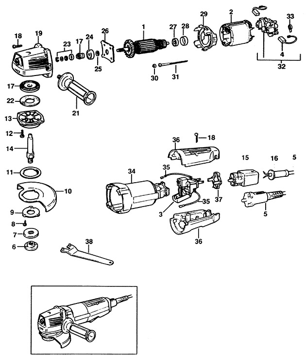 Black & Decker CP550 Type 1 Angle Grinder Spare Parts CP550