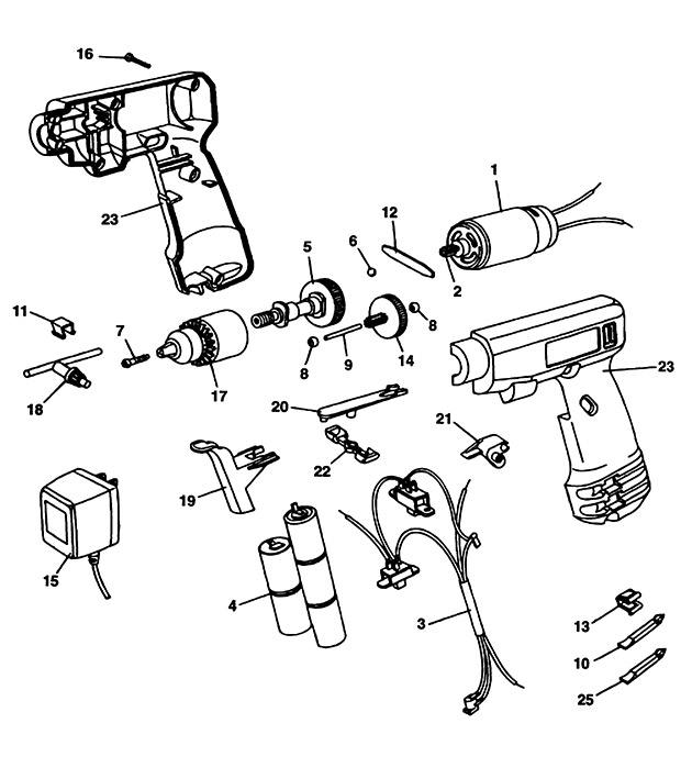 Black & Decker 9049 Type 1 Cordless Drill Spare Parts 9049