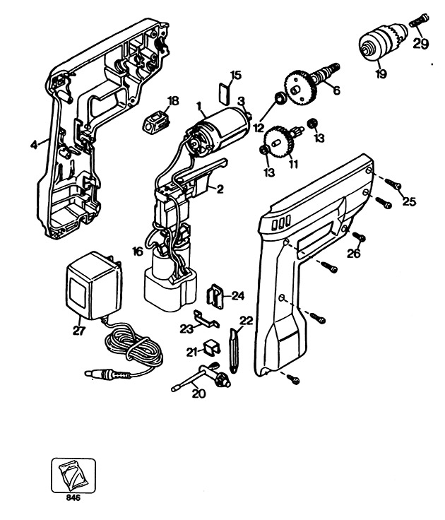 Black & Decker 9016 Type 4 Cordless Drill Spare Parts 9016