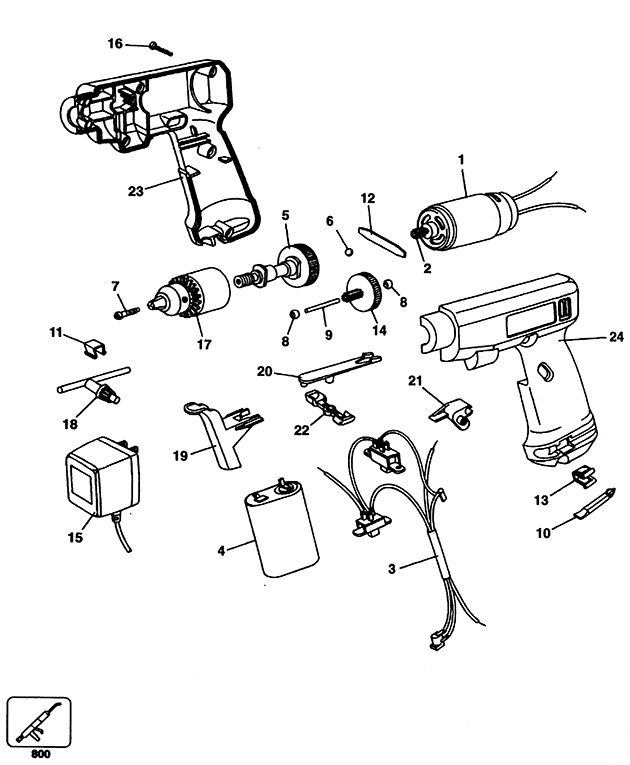 Black & Decker 9045 Type 3 Cordless Drill Spare Parts 9045