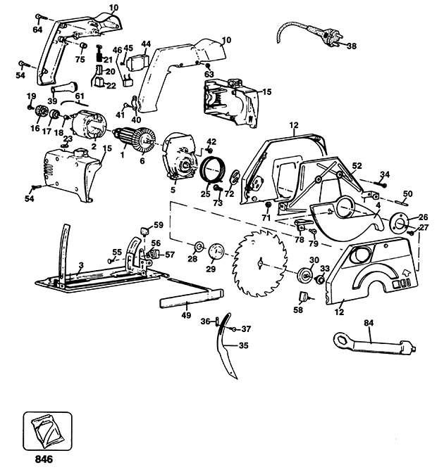 Black & Decker BD840 Type 1 Circ. Saw Spare Parts BD840