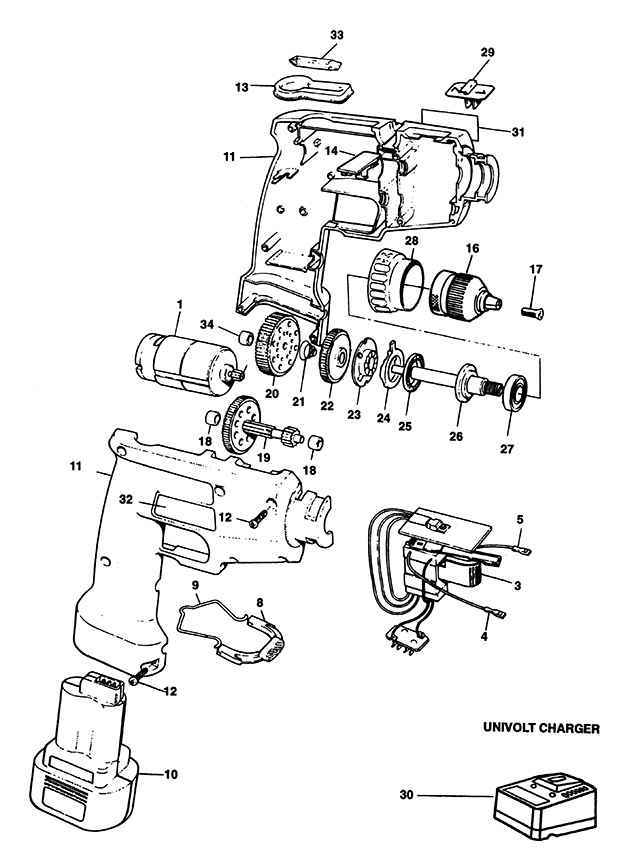 Black & Decker BD6100 Type 1 Drill Spare Parts BD6100