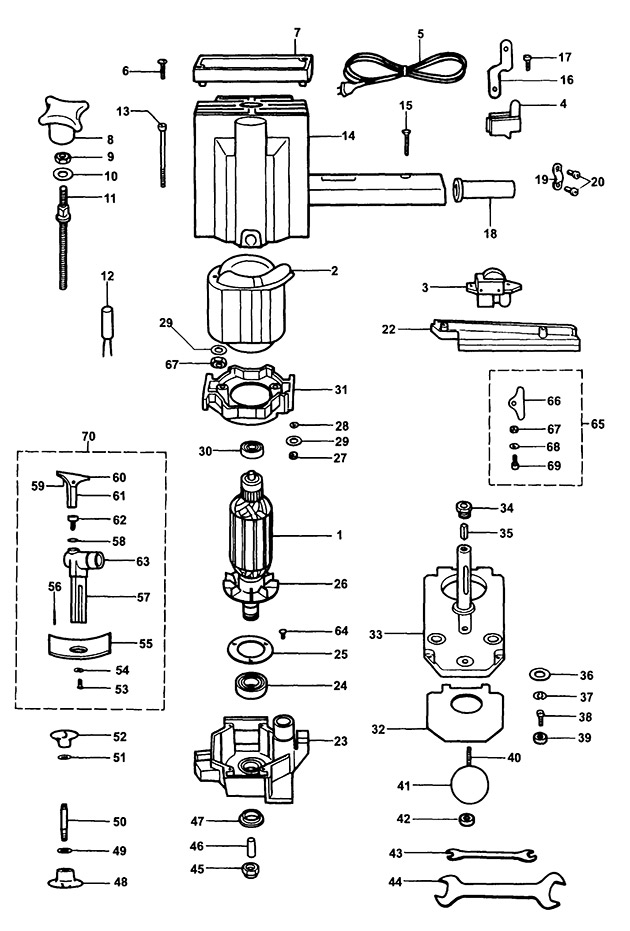 Elu MKF67 Type 2 Laminate Trimmer Spare Parts MKF67