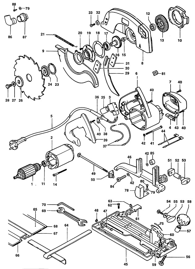 Elu MH165 Type 4 Circ. Saw Spare Parts MH165