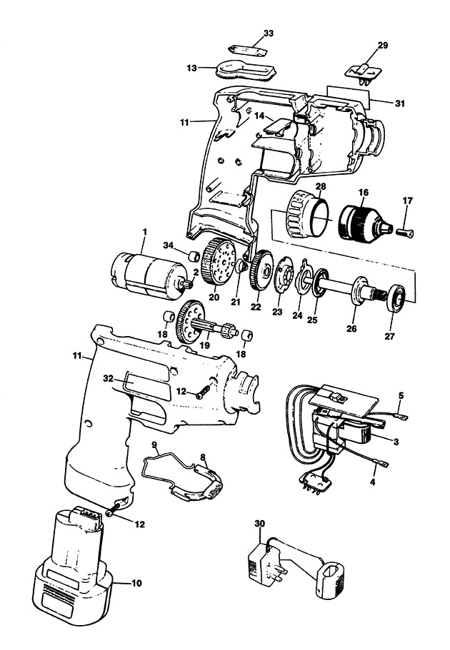 Black & Decker SPEC275 Type 1 Cordless Drill Spare Parts SPEC275