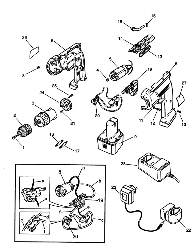 Black & Decker BD6150 Type 1 Cordless Drill Spare Parts BD6150