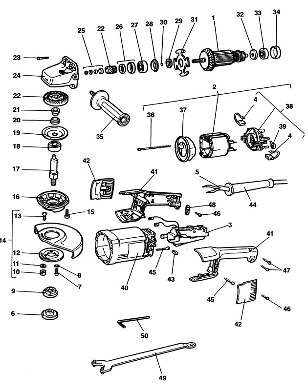 Elu WS52E Type 1 Angle Grinder Spare Parts WS52E
