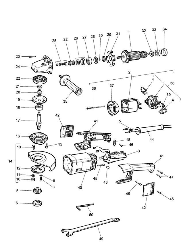 Elu WS53E Type 1 Angle Grinder Spare Parts WS53E