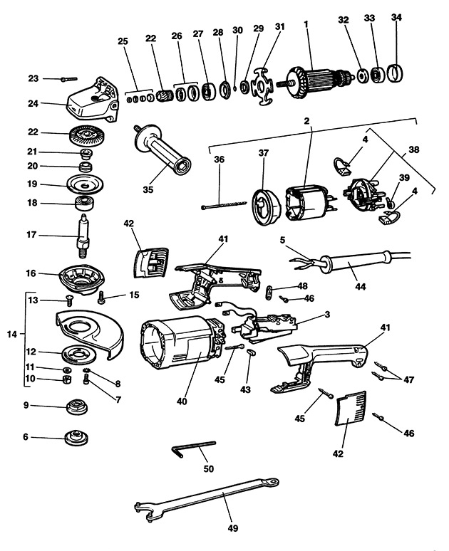 Elu DT53E Type 1 Angle Grinder Spare Parts DT53E