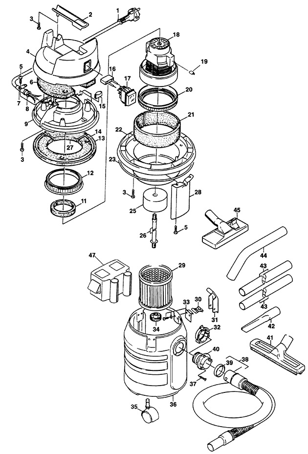 Elu SAS30E Type 1 Vacuum Extractor Spare Parts SAS30E