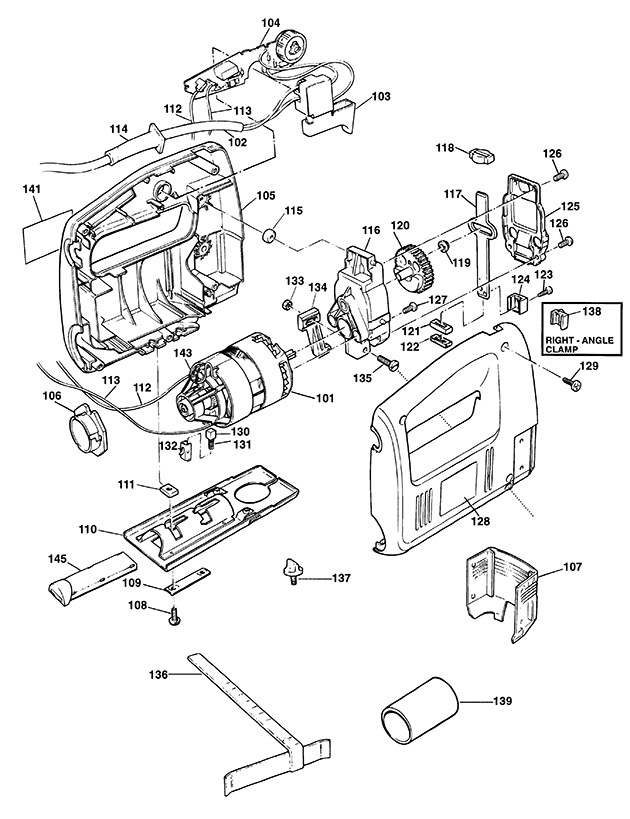 Black & Decker KS532E Type 1 Jigsaw Spare Parts KS532E