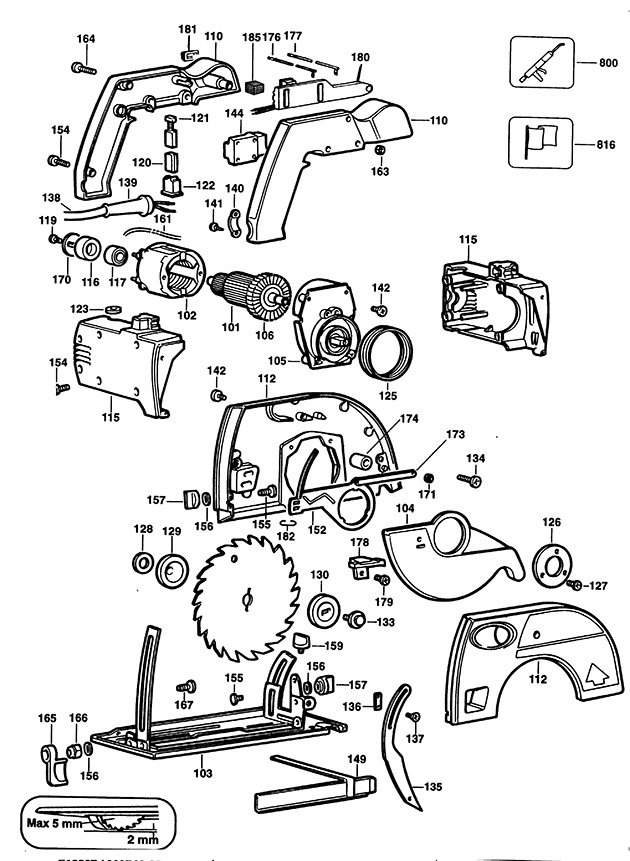 Black & Decker KS865E Type 1 Circ. Saw Spare Parts KS865E