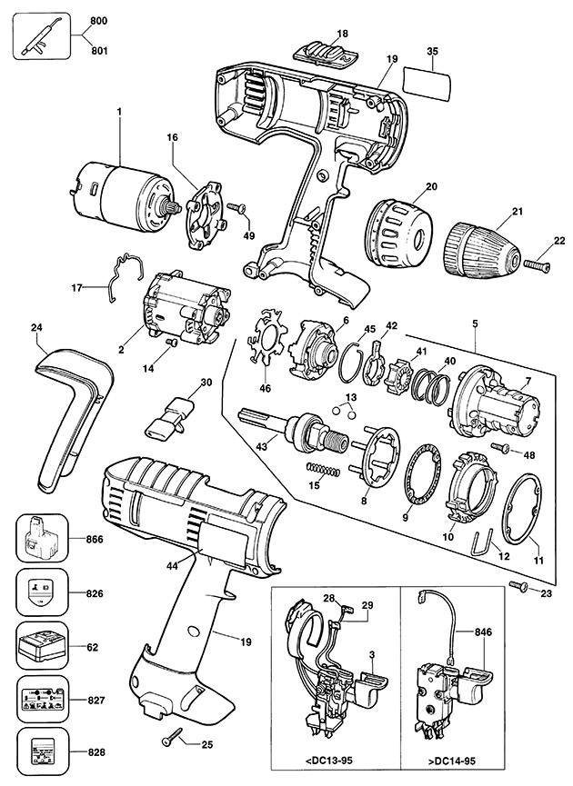Elu SBA15K Type 1 Cordless Drill Spare Parts SBA15K