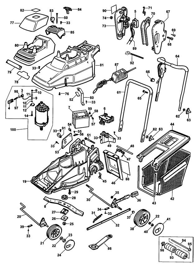 Black & Decker GRC840 Type 1 Cordless Mower Spare Parts GRC840