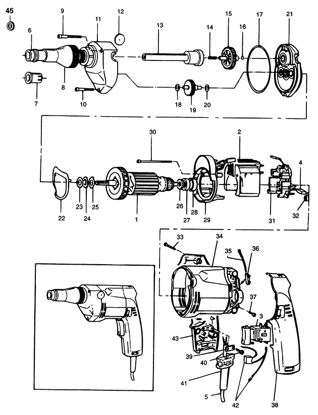 Elu ESD700 Type 2 Screwdriver Spare Parts ESD700