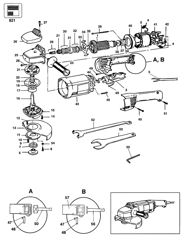 Black & Decker P5723 Type 1 Angle Grinder Spare Parts P5723