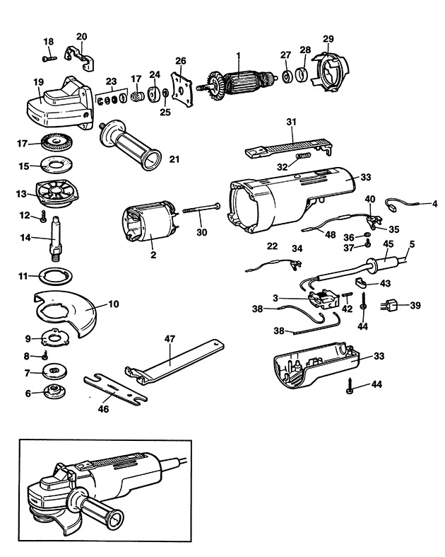 Black & Decker BL550 Type 1 Angle Grinder Spare Parts BL550