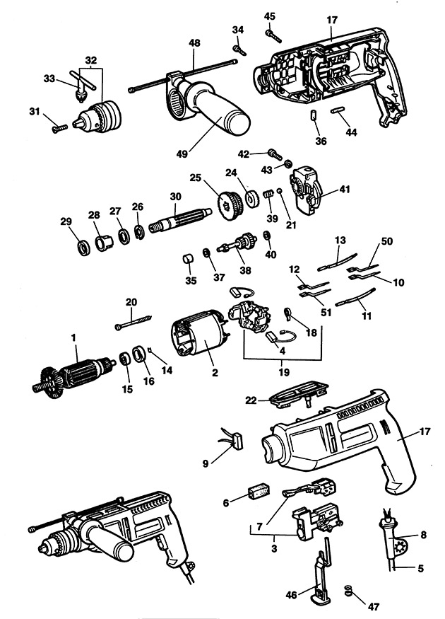 Black & Decker BD251 Type 3 Drill Spare Parts BD251
