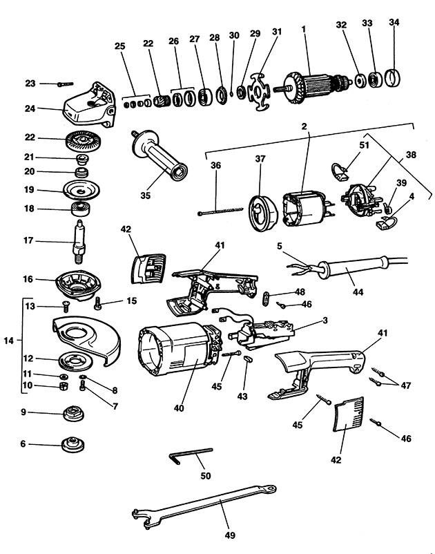 Elu WS56E Type 1 Angle Grinder Spare Parts WS56E