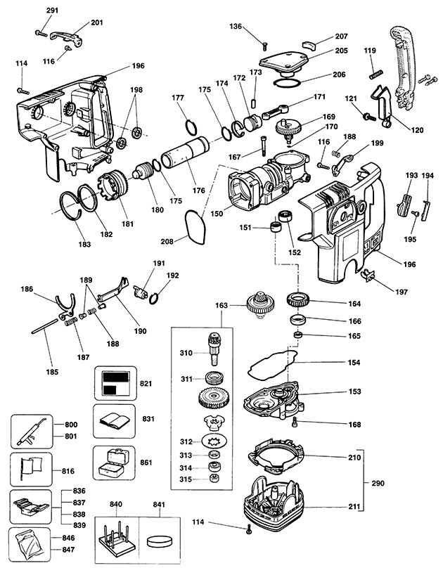 Black & Decker 5098 Type 1 Mid Size Hammer Spare Parts 5098