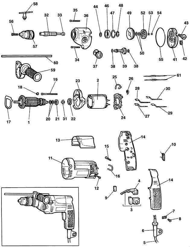 DeWalt DW155 Type 1 Drill Spare Parts DW155