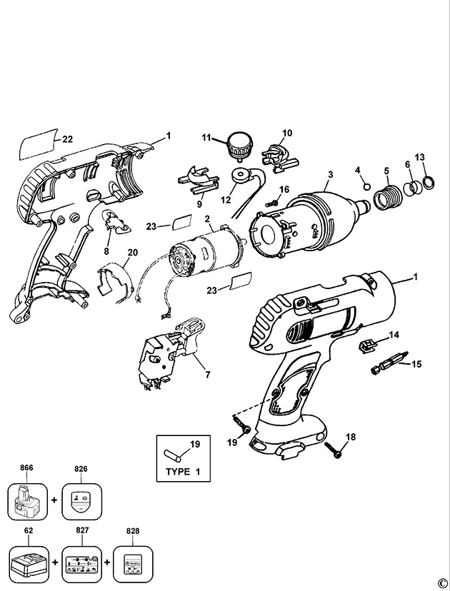 DeWalt DW967 Type 1 Cordless Drill Spare Parts DW967
