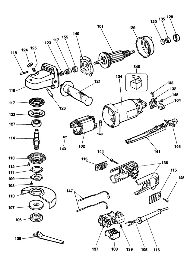 DeWalt DW456K Type 1 Angle Grinder Spare Parts DW456K
