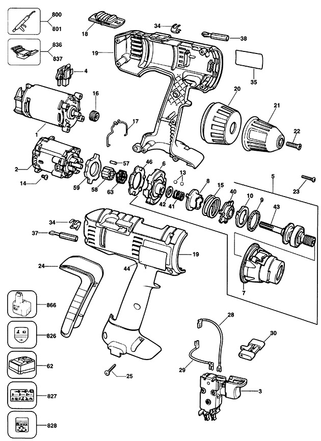 Elu SBA71K Type 2 Cordless Drill Spare Parts SBA71K