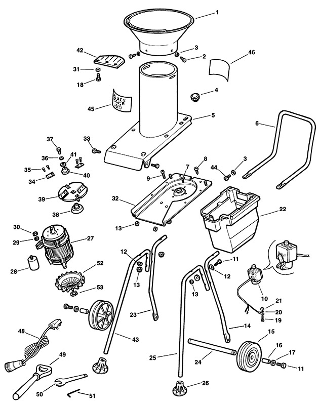Black & Decker GA2000E Type 1 Shredder Spare Parts GA2000E