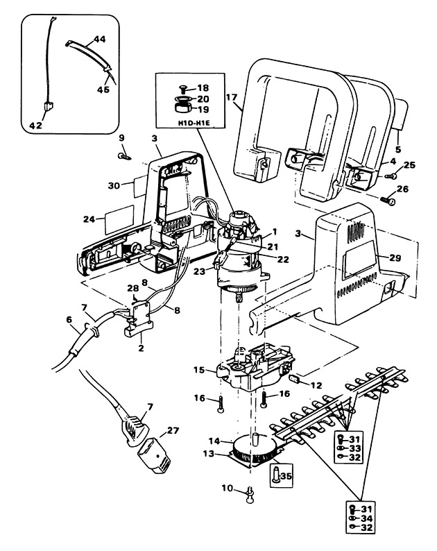 Black & Decker GS400 Type H1D,E,F Hedgeclipper Spare Parts GS400