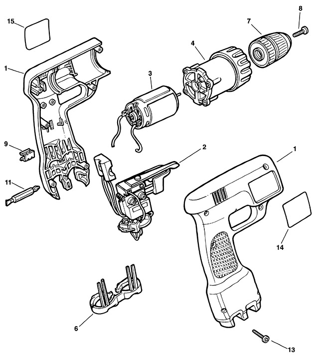 Black & Decker VP7251 Type 1 Cordless Drill Spare Parts VP7251