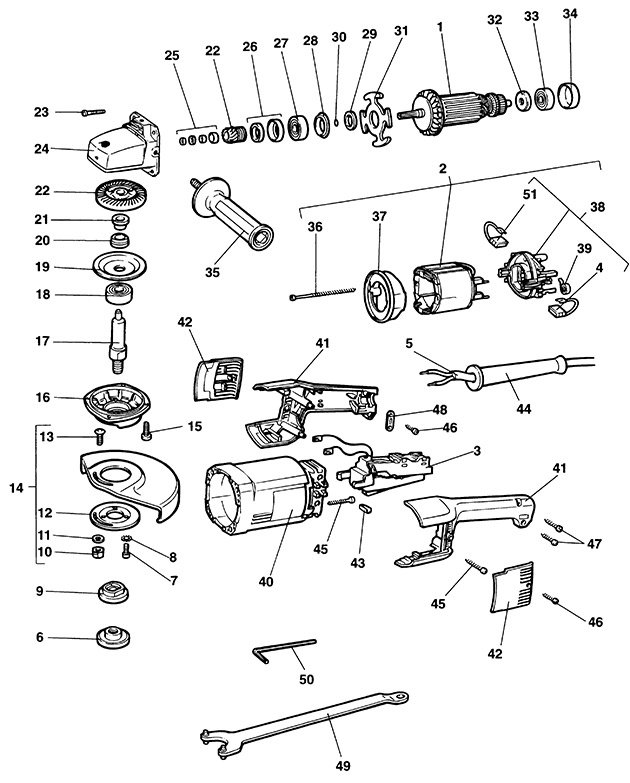 DeWalt DW478 Type 1 Angle Grinder Spare Parts DW478