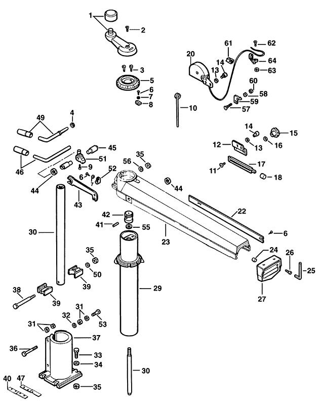 Elu RAS1503---B Type 1 Radial Arm Saw Spare Parts RAS1503---B