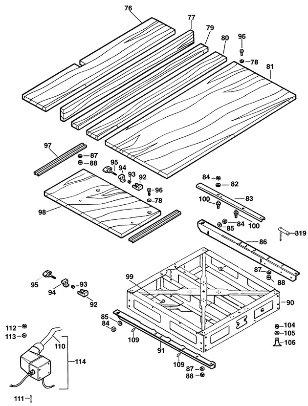 Elu RAS1503---B Type 1 Radial Arm Saw Spare Parts RAS1503---B