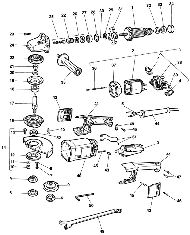 DeWalt DW848 Type 1 Angle Grinder Spare Parts DW848