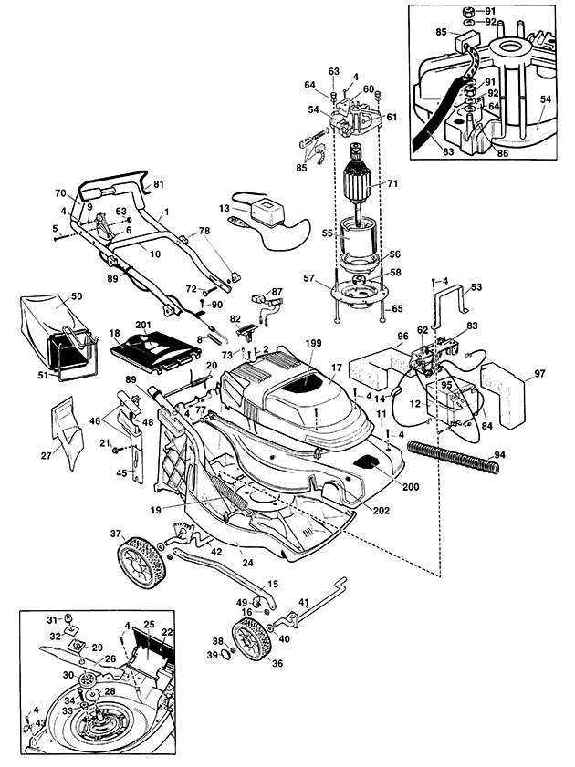 Black & Decker GRC950 Type 1 Cordless Mower Spare Parts GRC950