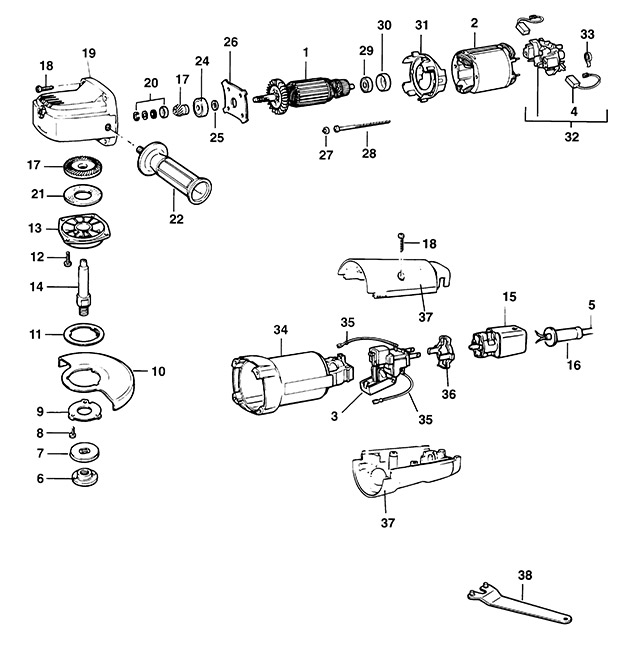 DeWalt DW811 Type 1 - EU Angle Grinder Spare Parts DW811