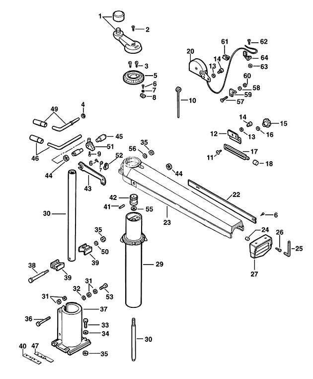 Elu RAS1501---D Type 2 Radial Arm Saw Spare Parts RAS1501---D
