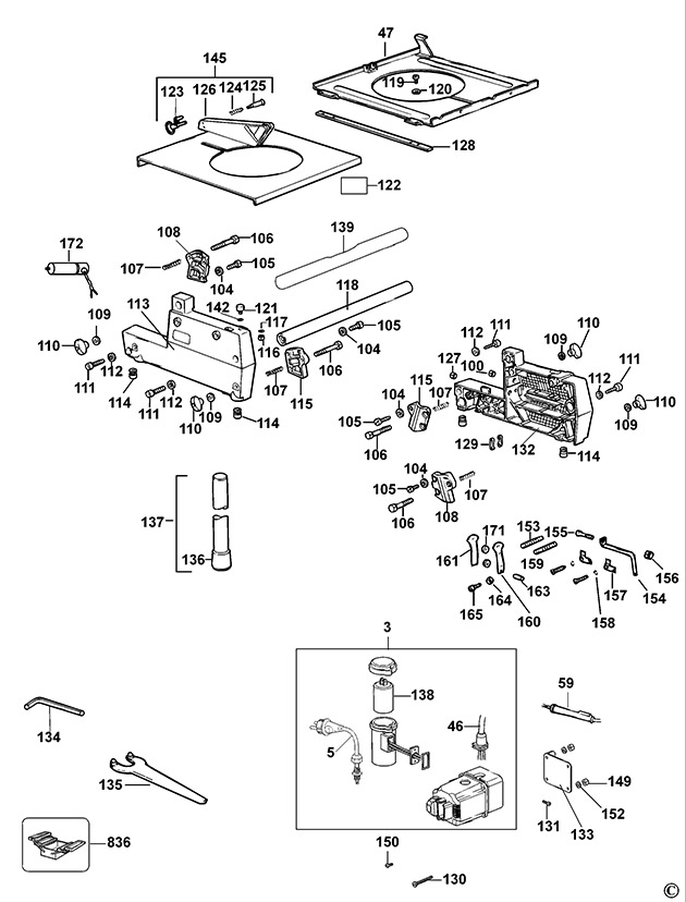Elu TGS271 Type 2 Combination Saw Spare Parts TGS271