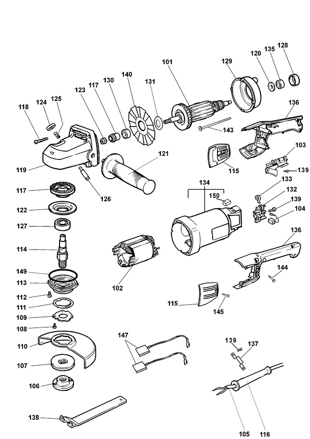 Elu WS45 Type 1 Angle Grinder Spare Parts WS45