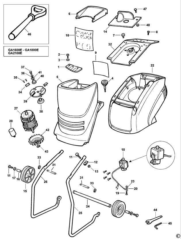 Black & Decker GA1400E Type 1 Shredder Spare Parts GA1400E