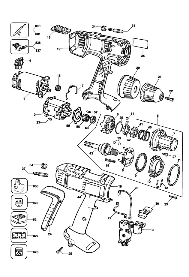 DeWalt DW997K Type 3 Cordless Drill Spare Parts DW997K