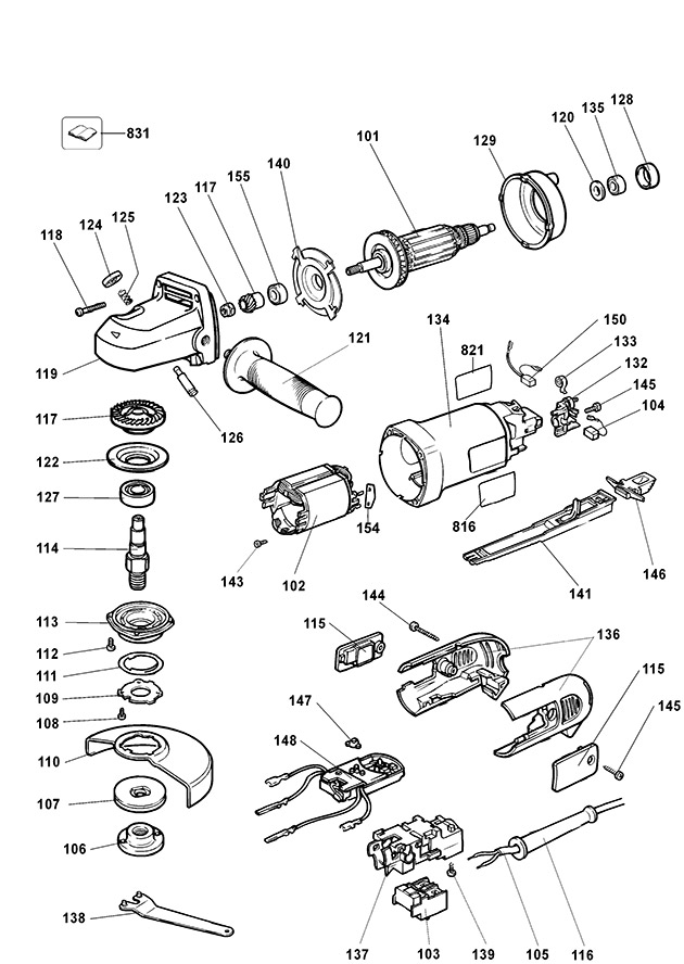 DeWalt DW458 Type 2 Angle Grinder Spare Parts DW458