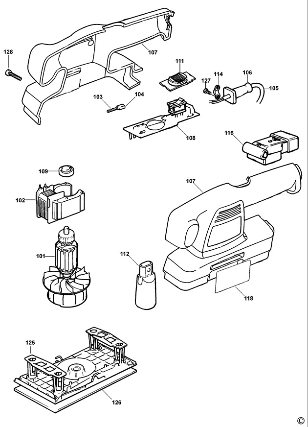 Black & Decker KA180 Type 3 Orbital Sander Spare Parts KA180