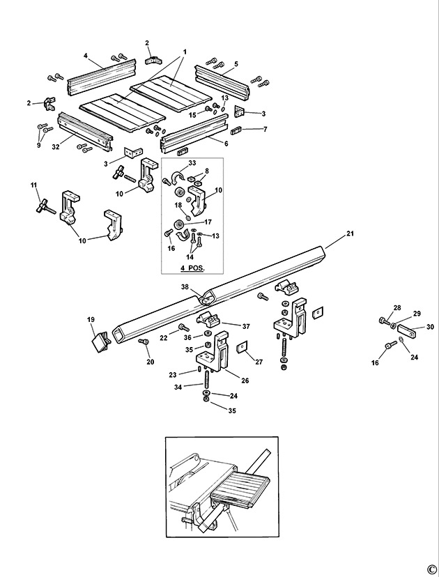 DeWalt DE2001 Type 1 Table Spare Parts DE2001