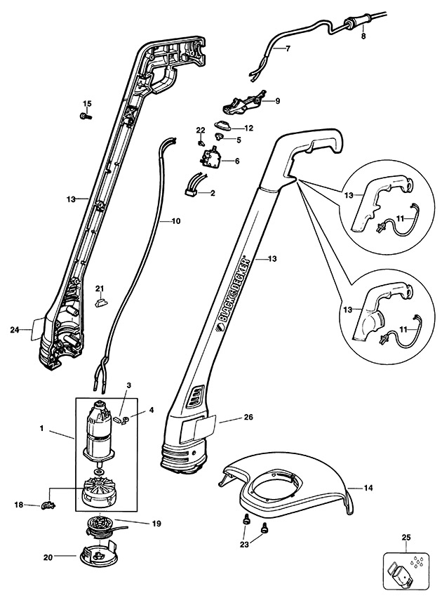 Black & Decker GL340 Type 1 String Trimmer Spare Parts GL340